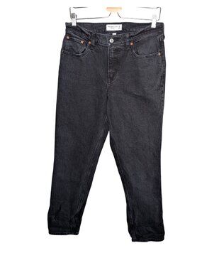 Abercrombie and Fitch Curve Love 90s Straight Mid Rise Jeans Size 29 Black Denim